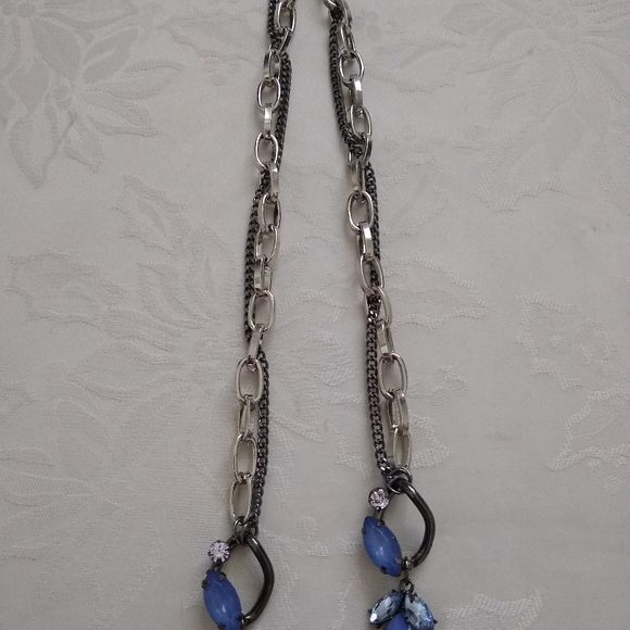 Statement multi strands layered chain lavender crystals silvertone - Picture 8 of 9